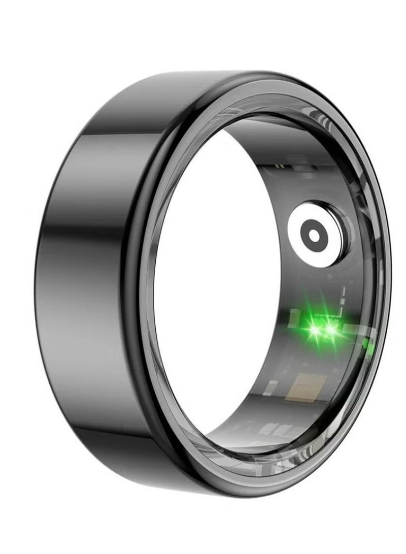 R02 Smart Ring Military Grade Titanium Steel Shell Health Monitoring IP68 & 3ATM Waterproof Multi-sport Modes (Deep Grey, 18.1mm) - Image 1