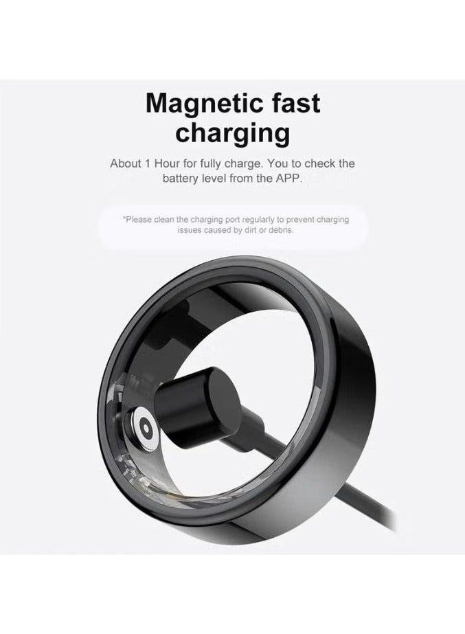 R02 Smart Ring Military Grade Titanium Steel Shell Health Monitoring IP68 & 3ATM Waterproof Multi-sport Modes (Deep Grey, 18.1mm) - Image 2