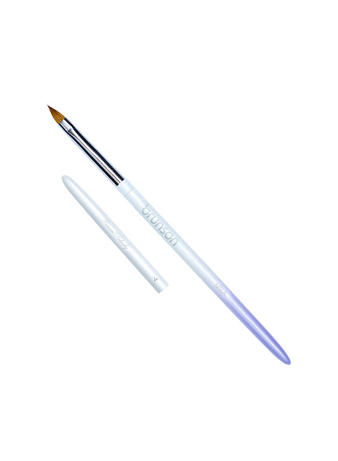 brunson Acrylic Nail Brush 1pc Pure Sable Hair Professional Nail Art Painting Brush Size 4 for Manicure Pedicure Kolinsky Brush for Acrylic Application Nail Extensions and 3D Nail Carving - Image 1