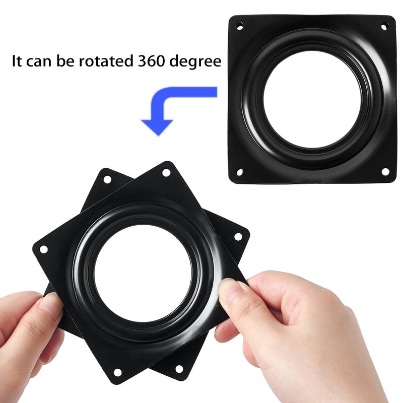 HSTECH 4" Black Lazy Susan Turntable 300-lb Steel Ball Bearing Rotating Tray Strong Sturdy Table Cabinet Low Profile for 360Ëš Chair and Door, Kitchen, Craft Project, Makeup Holder, Monitor(1Pack) - Image 4