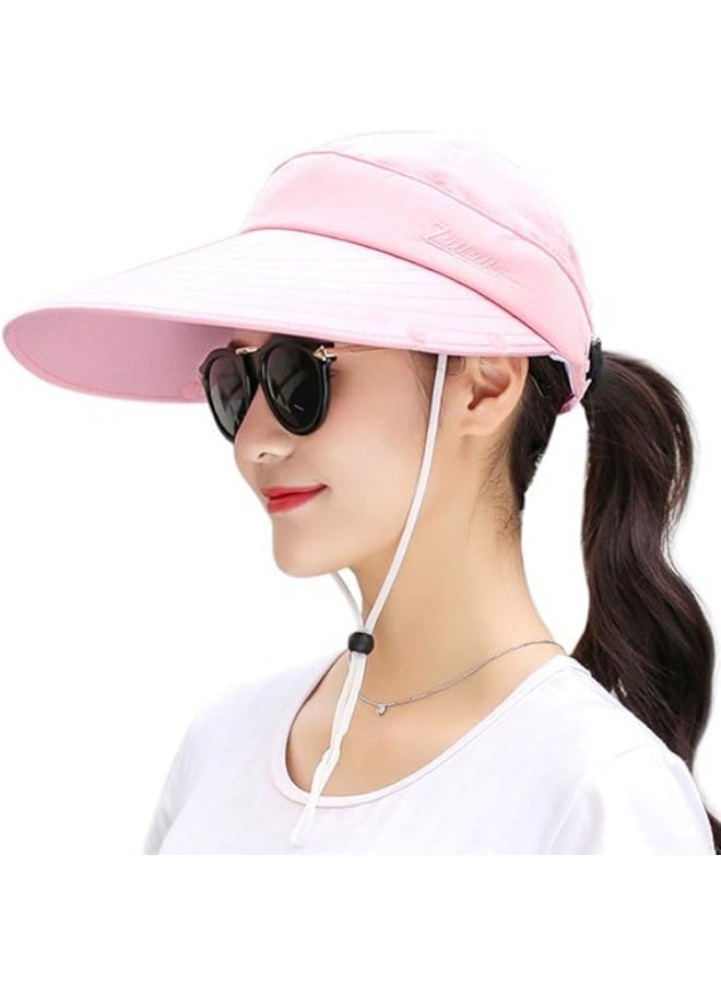 Women Sun Wide Brim UV Protection Fishing Hats Foldable Ponytail Summer Hat with Detachable Flap - Image 5