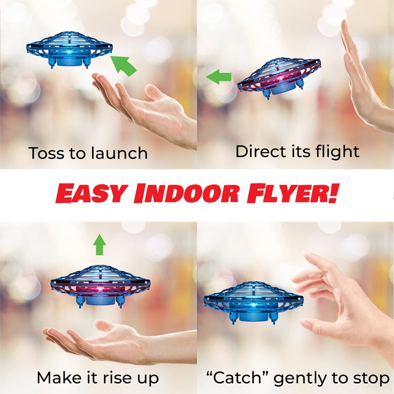 Force1 Scoot Hand Operated Drone for Kids or Adults - Hands Free Motion Sensor Mini Drones, Easy LED Indoor Rechargeable UFO Toy Flying Orb Ball Drone Toys for Boys and Girls (Blue) - Image 5