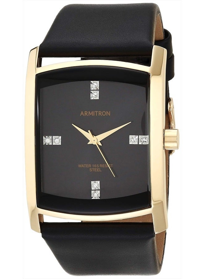 Armitron ساعة جلدية للرجال مزودة بكريستالات حقيقية - Image 1