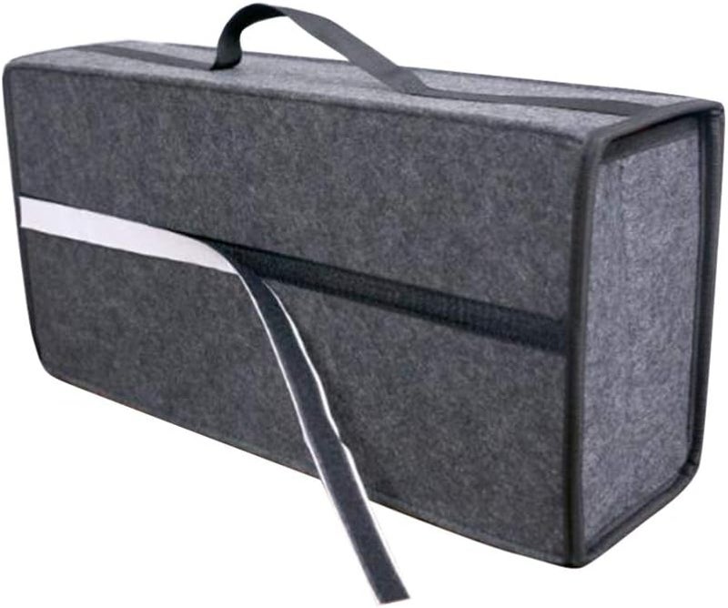 FAVOMOTO Felt Trunk Storage Bag Foldable Organizer for Car Portable Driving Bag for Van for Groceries Emergency Gear and More Grey - Image 1