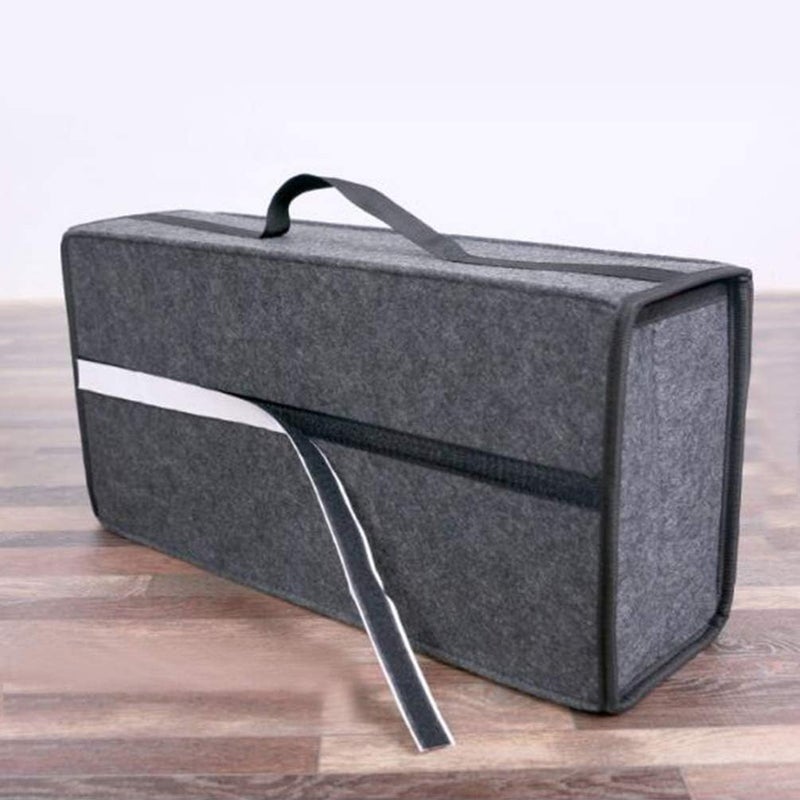 FAVOMOTO Felt Trunk Storage Bag Foldable Organizer for Car Portable Driving Bag for Van for Groceries Emergency Gear and More Grey - Image 2