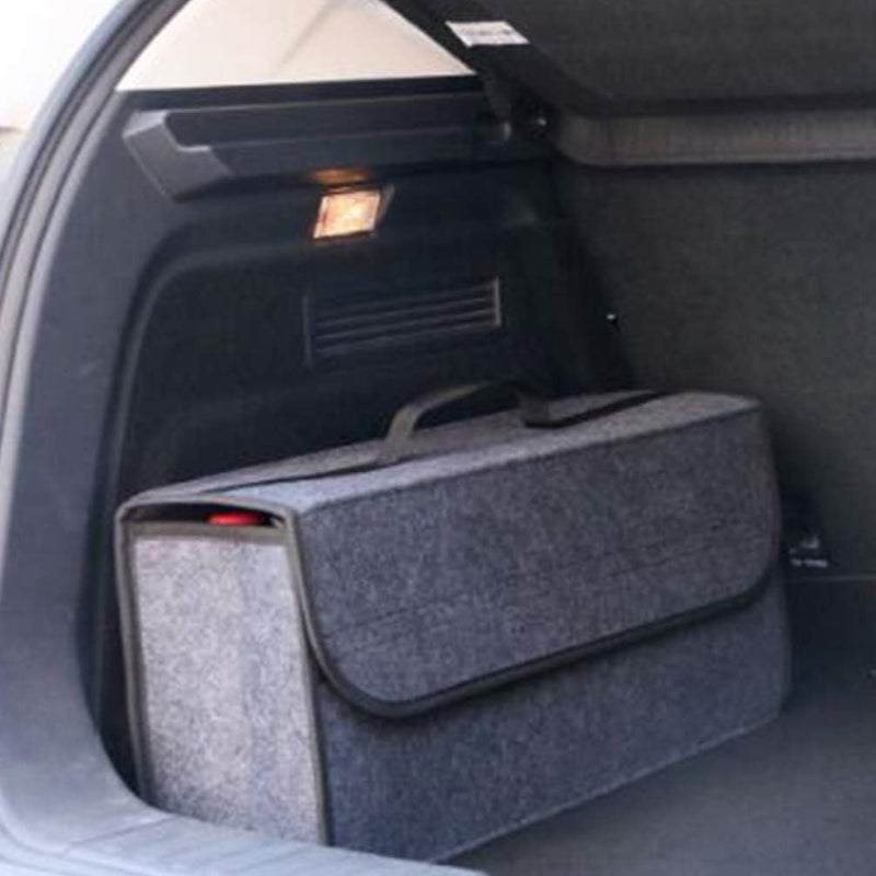 FAVOMOTO Felt Trunk Storage Bag Foldable Organizer for Car Portable Driving Bag for Van for Groceries Emergency Gear and More Grey - Image 4