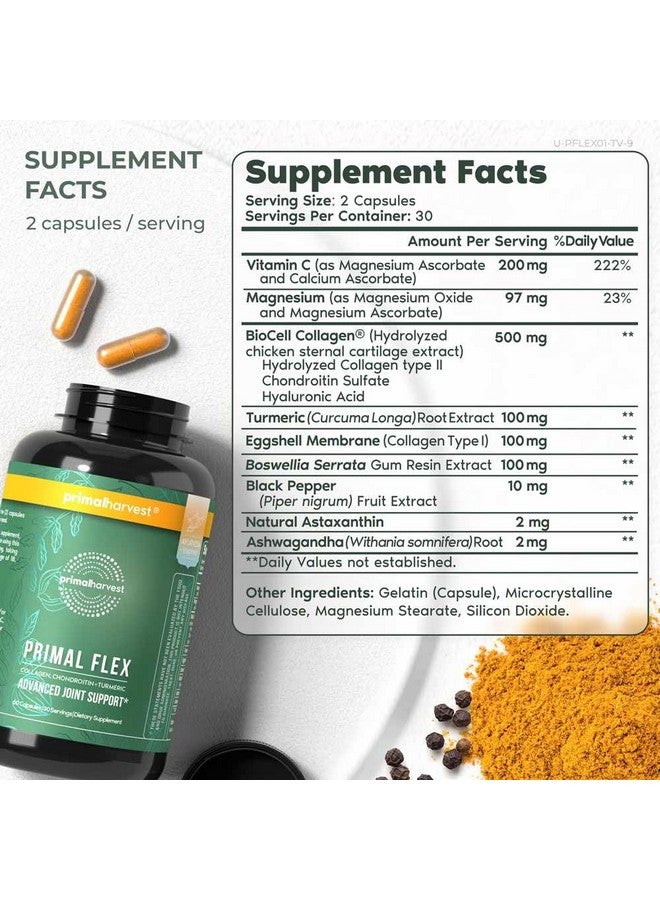 برايمال هارڤيست Primal Harvest، مكمل غذائي Primal Flex للمفاصل مع الكولاجين والكركم والبوسويليا والأشواغاندا (60 قطعة) عبوة واحدة - Image 2