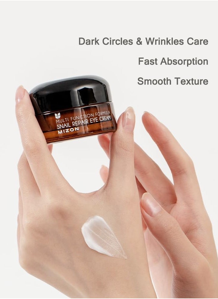 MIZON - SNAIL REPAIR EYE CREAM 25ml Korean Skincare Regenerating Eye Cream Anti Aging and Dark Circle Treatment Radiance and Firmness Snail Secretion Extract - Image 1