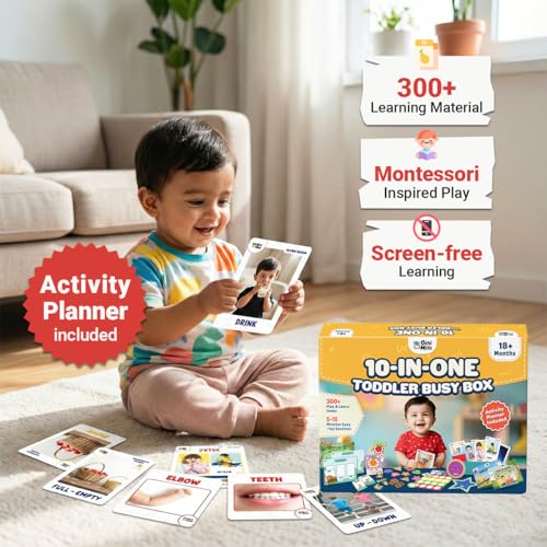 GiniMini 10-in-One Toddler Busy Box | Montessori Play & Learn Kit with 300+ Activities | Screen-Free Learning Box for Toddlers 18+ Months - Image 3