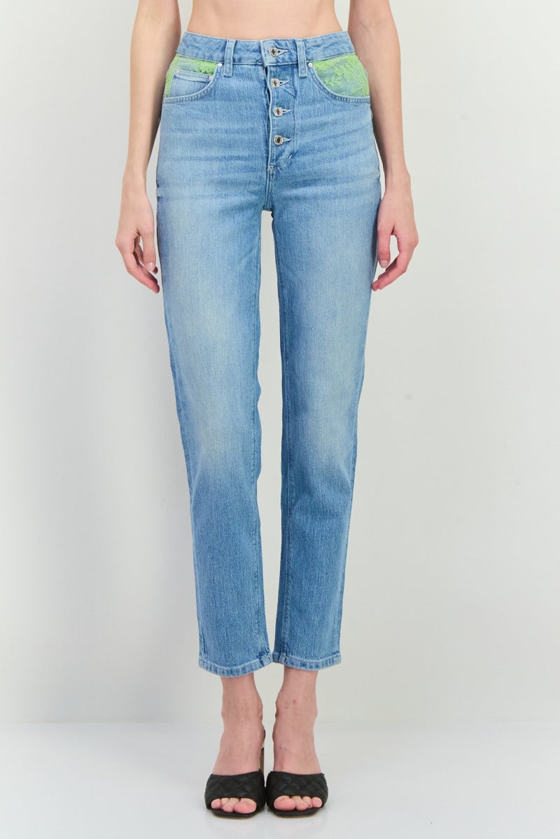 GUESS Women Skinny Fit Washed Denim Jeans, Blue - Image 1