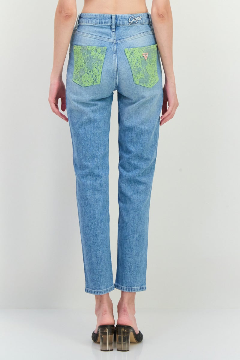 GUESS Women Skinny Fit Washed Denim Jeans, Blue - Image 3