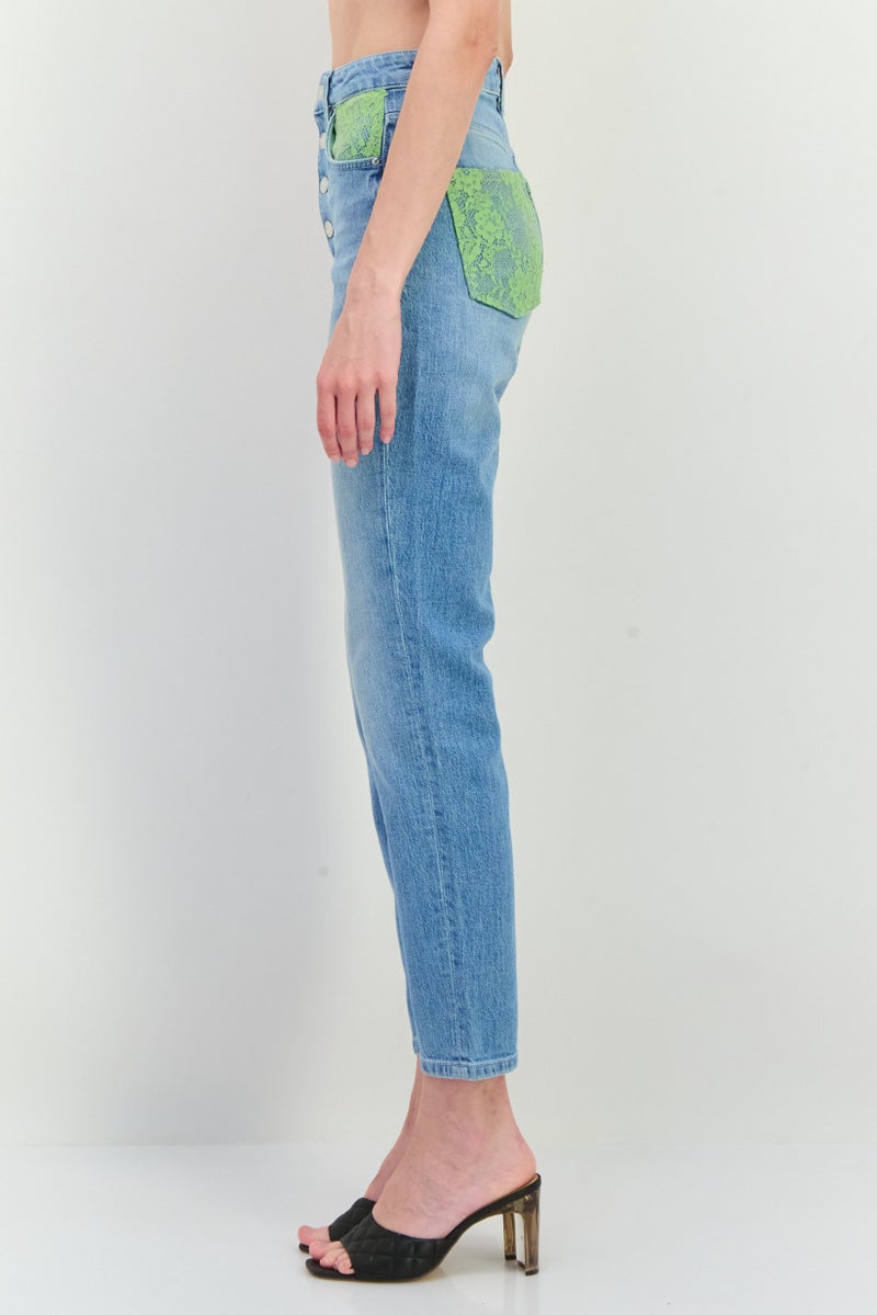 GUESS Women Skinny Fit Washed Denim Jeans, Blue - Image 2