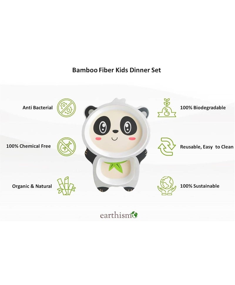 PEZYOX 5 Piece Mealtime Bamboo Dinnerware for Kids Toddler Plate and Bowl Set Eco Friendly and Dishwasher Safe Great Gift for Birthday Panda Model - Image 3