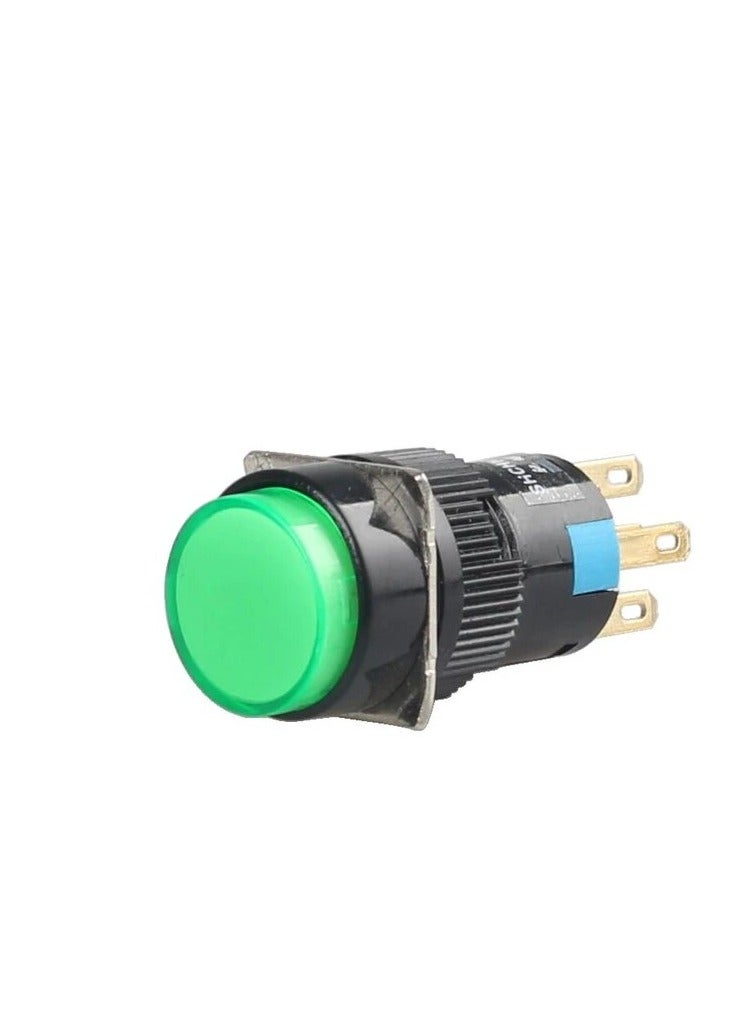 KNP KNP AP16Y-11Z Green On-Off Round Switch is a durable high performance switch designed for on/off control in various electrical circuits Its green round cap offers clear visibility making it suitable for control panels machinery and other applications that require a reliable on/off function.  - Image 1