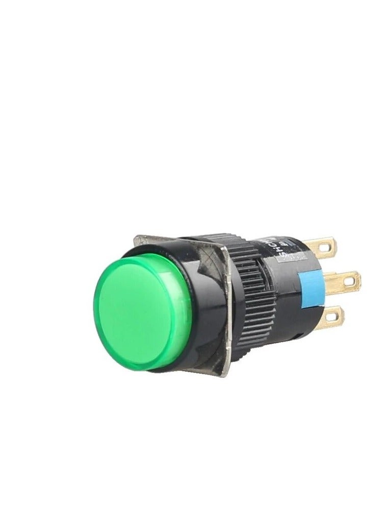 KNP KNP AP16Y-11Z Green On-Off Round Switch is a durable high performance switch designed for on/off control in various electrical circuits Its green round cap offers clear visibility making it suitable for control panels machinery and other applications that require a reliable on/off function.  - Image 3