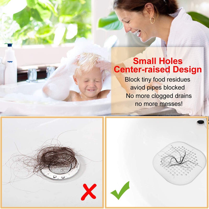 Bovinde غطاء تصريف مربع لخزان الشعر من أجل سدادة شعر من السيليكون مع كوب شفط سهل التركيب مناسب للحمام وحوض الاستحمام والمطبخ 4 عبوات (رمادي ألومنيوم) - Image 2