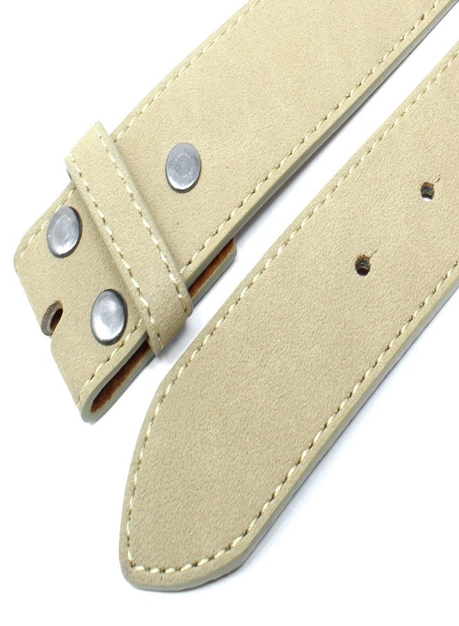 BC Belts Leather Belt Strap with Suede Texture and Stitched Edge 1.5" Wide with Snaps (Tan-L) - Image 3