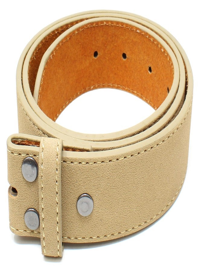 BC Belts Leather Belt Strap with Suede Texture and Stitched Edge 1.5" Wide with Snaps (Tan-L) - Image 1