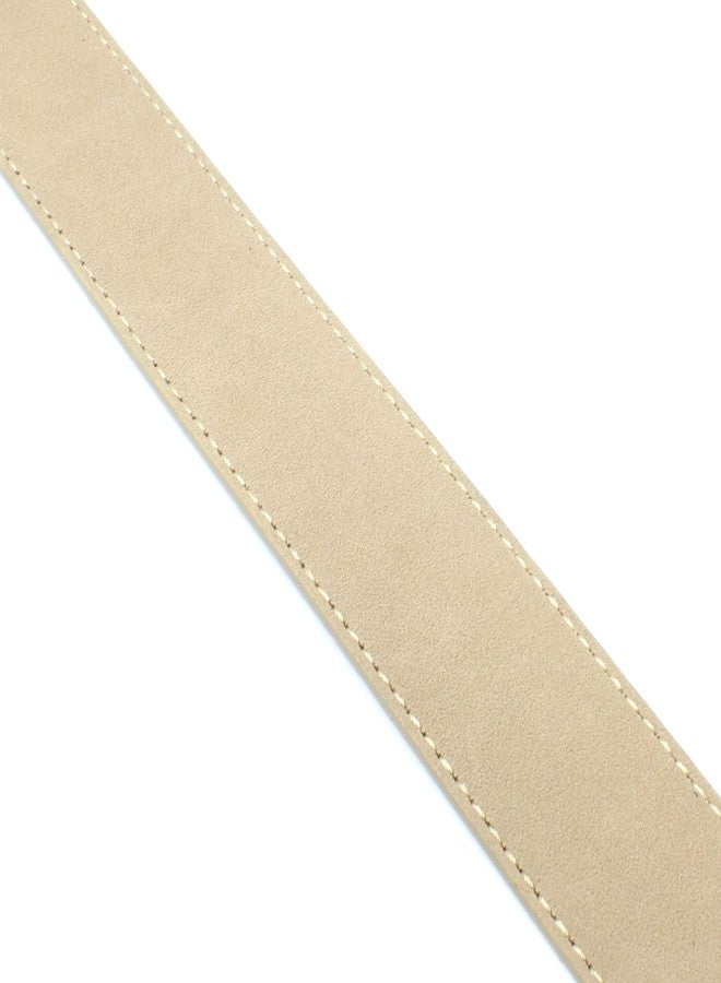 BC Belts Leather Belt Strap with Suede Texture and Stitched Edge 1.5" Wide with Snaps (Tan-L) - Image 4