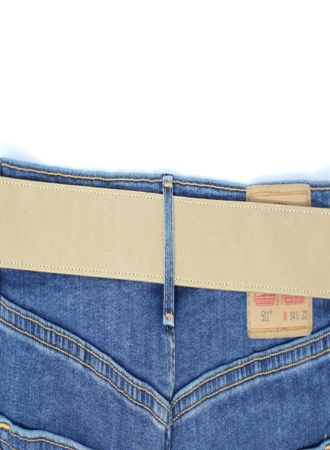 BC Belts Leather Belt Strap with Suede Texture and Stitched Edge 1.5" Wide with Snaps (Tan-L) - Image 5