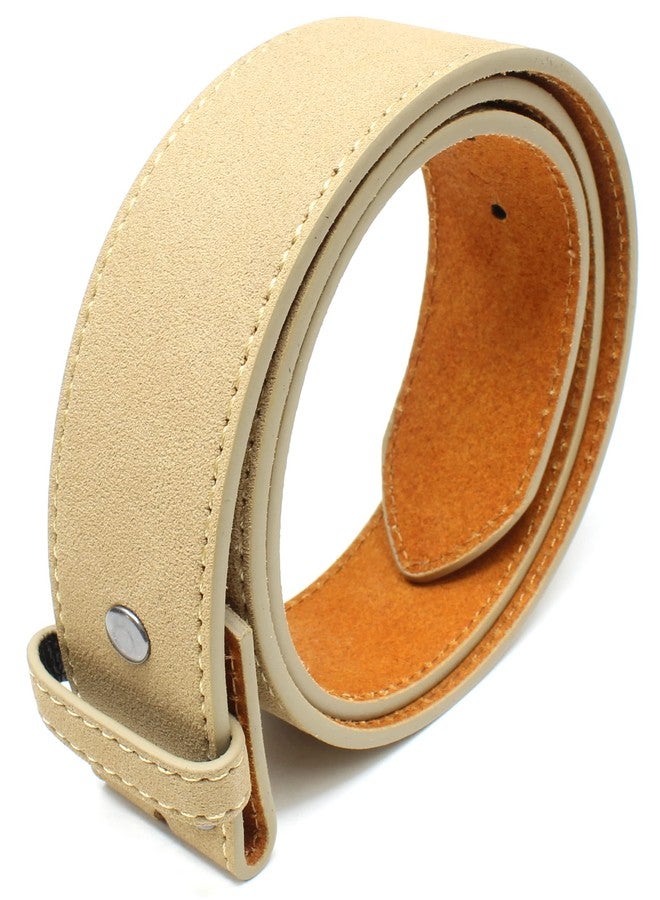 BC Belts Leather Belt Strap with Suede Texture and Stitched Edge 1.5" Wide with Snaps (Tan-L) - Image 2
