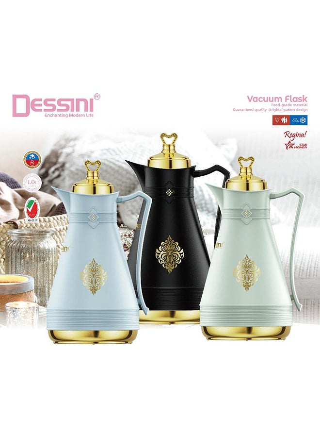 DESSINI ديسيني ترمس للشاي والقهوة سعة 1 لتر Dk102 أسود/ذهبي  - Image 3