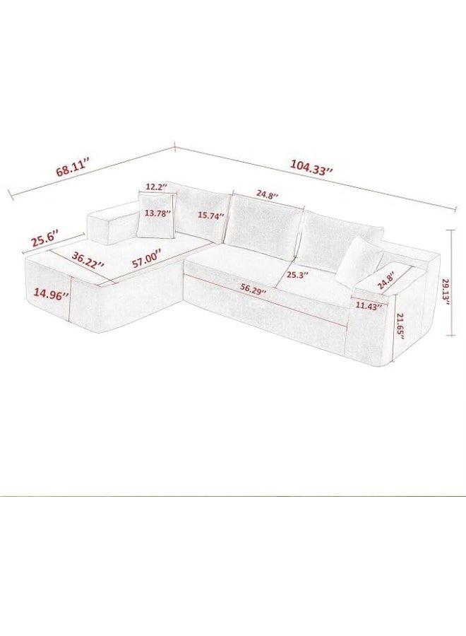 Comfynest Comfynest Contemporary Sectional Sofa, Beige, 3-Seater (Beige, Right L Shape)  - Image 2