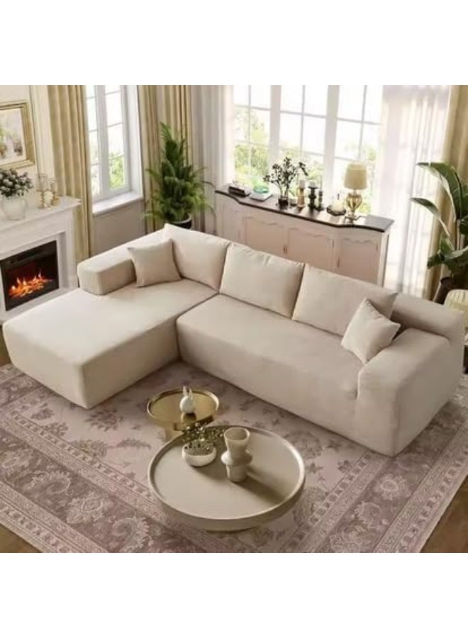 Comfynest Comfynest Contemporary Sectional Sofa, Beige, 3-Seater (Beige, Right L Shape)  - Image 1