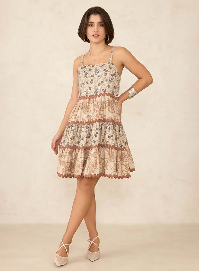 Virgio VIRGIO Linen Sleeveless Tiered Mini Dress