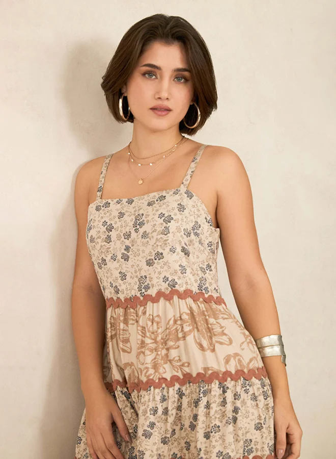 Virgio VIRGIO Linen Sleeveless Tiered Mini Dress