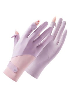 Women UV Sun Protection Gloves, Ice Silk Breathable Full Finger Touchscreen Non Slip Gloves, Outdoor Sports Driving Glove (Purple)