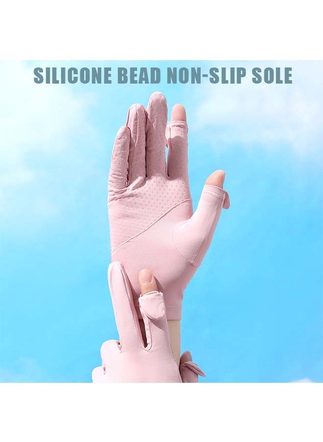 Generic - Women UV Sun Protection Gloves, Ice Silk Breathable Full Finger Touchscreen Non Slip Gloves, Outdoor Sports Driving Glove (Purple) - Image 1