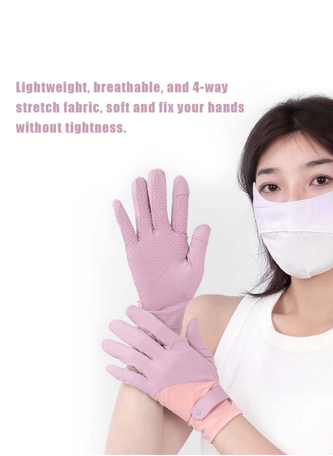 Generic - Women UV Sun Protection Gloves, Ice Silk Breathable Full Finger Touchscreen Non Slip Gloves, Outdoor Sports Driving Glove (Purple) - Image 1