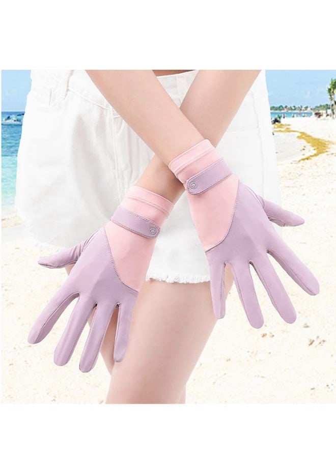 Generic - Women UV Sun Protection Gloves, Ice Silk Breathable Full Finger Touchscreen Non Slip Gloves, Outdoor Sports Driving Glove (Purple) - Image 1