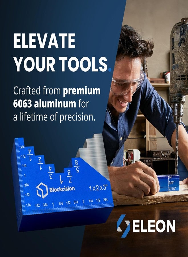 Eleon Blockcision Setup Blocks Woodworking Tools - 16 PCS Height Gauge Block Set with Easy Block, Precision Ruler-Marked Bars and Case - Aluminum Setup Bars for Router and Table Saw Accessories - Image 3