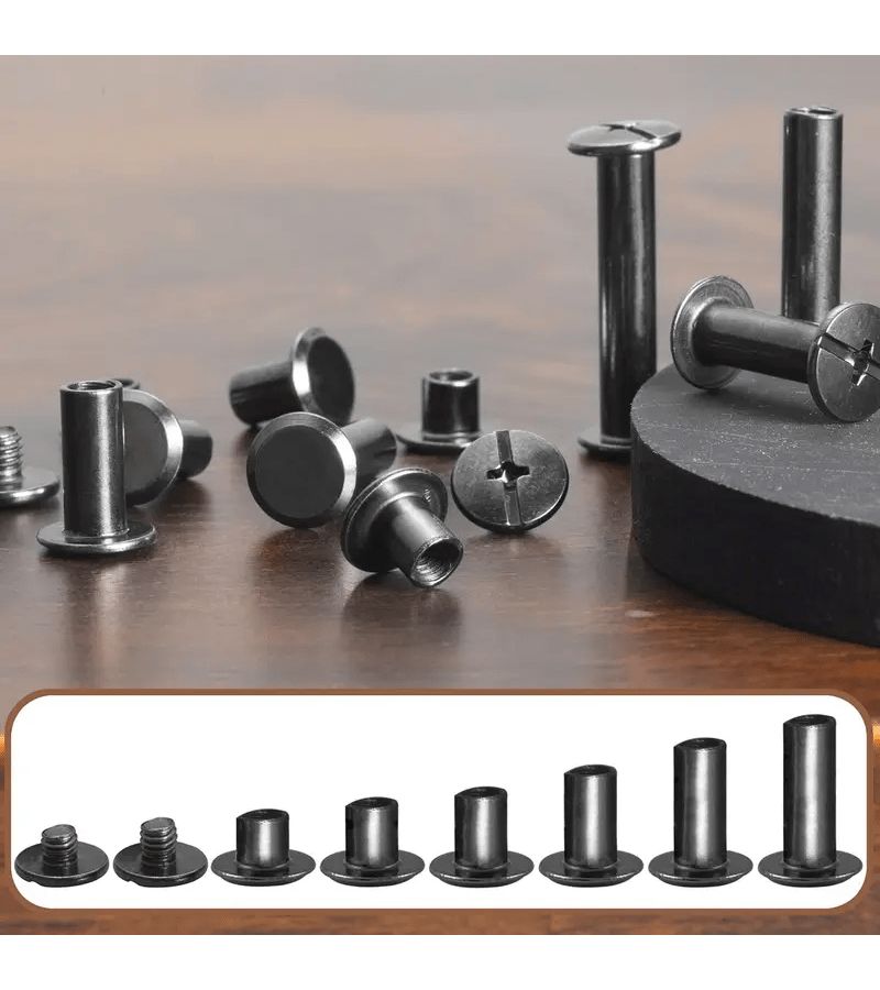 50pcs Red Copper Carbon Steel Chicago Button Screw Leather Kit M5 X 12mm For DIY Leather Crafts And Bookbinding - Image 4