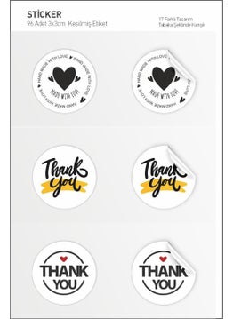 HSN Thank You-Hand Made With Love Label, 17 Different Design Sticker 96 Pieces  - Image 1