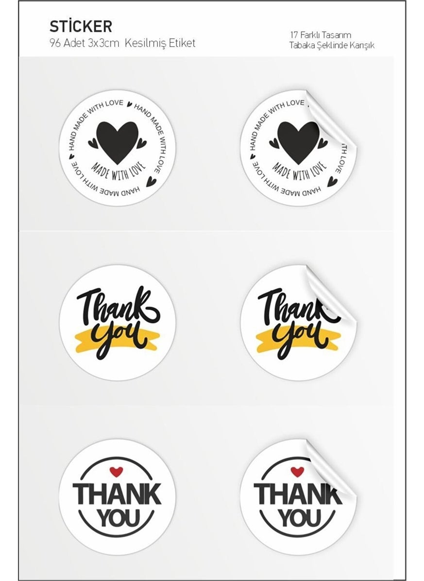 HSN Thank You-Hand Made With Love Label, 17 Different Design Sticker 96 Pieces  - Image 1
