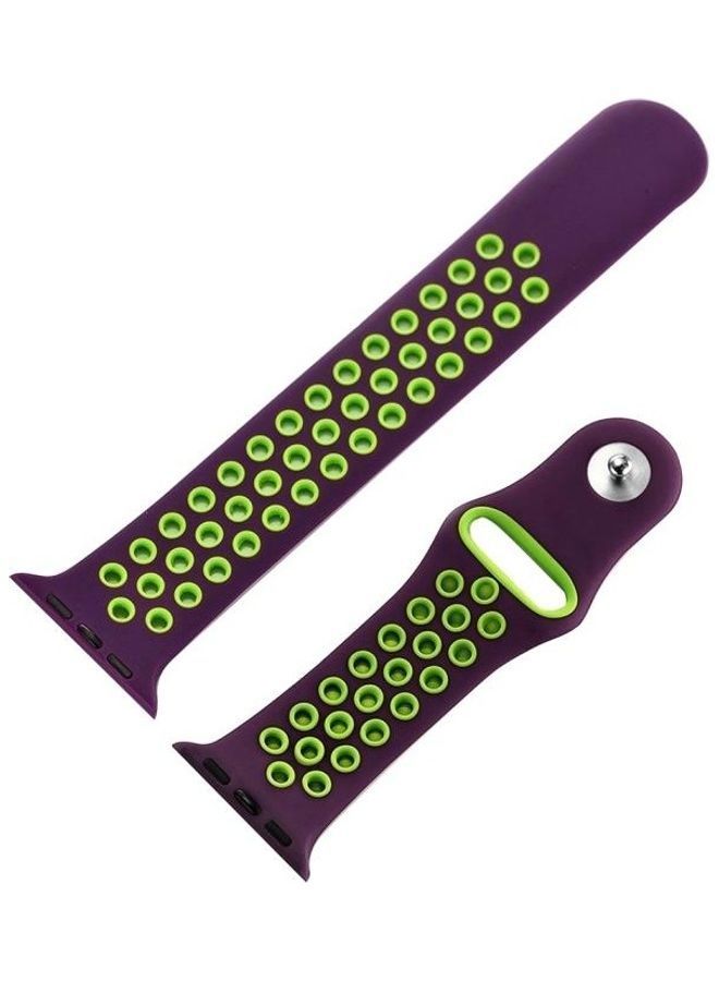 NIBEMINENT Replacement Wrist Strap For Apple Watch Series SE/6/5/4 44mm And 3/2/1 42mm Purple/Green - Image 4
