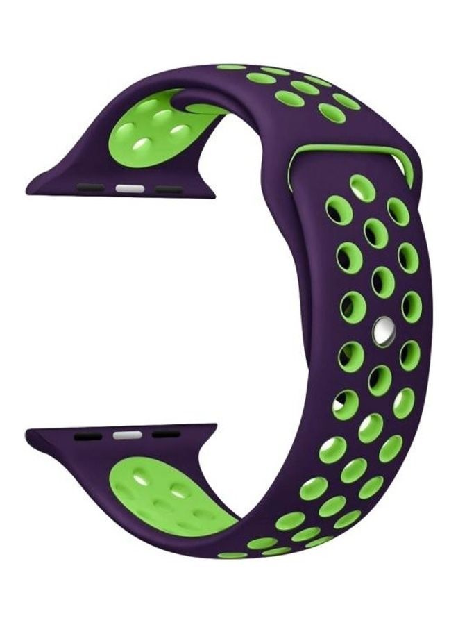 NIBEMINENT Replacement Wrist Strap For Apple Watch Series SE/6/5/4 44mm And 3/2/1 42mm Purple/Green - Image 2