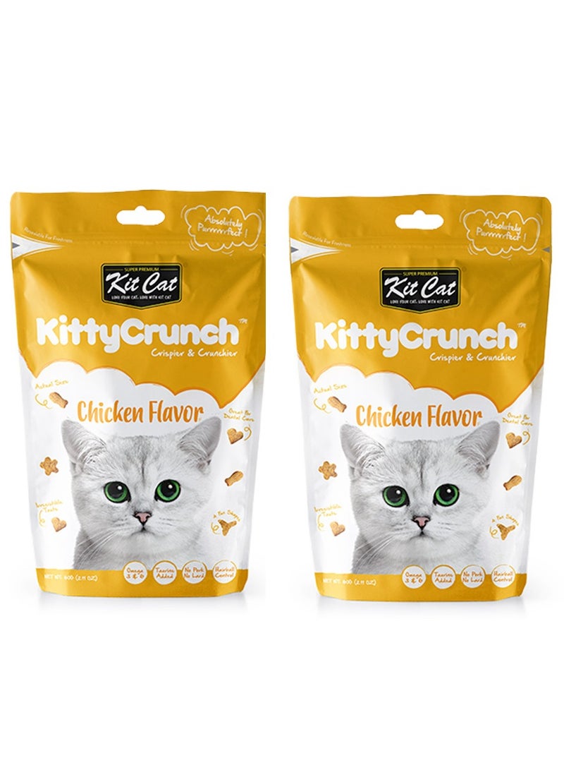 Kit Cat Pack of 2 Kitty Crunch Chicken Flavor Cat Treats 2x60g - Image 1