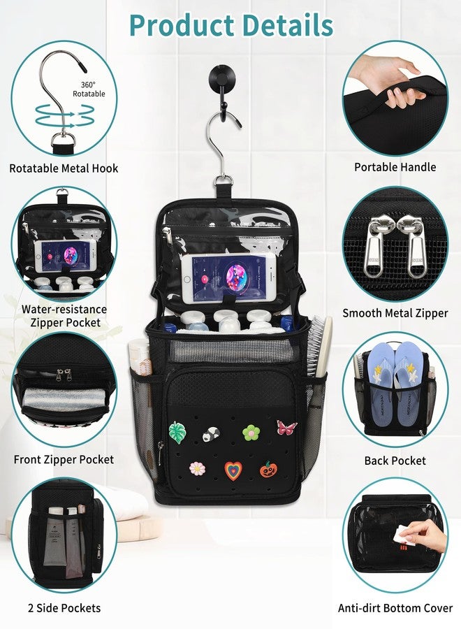 onemoky Shower Caddy Portable, Hanging Shower Caddy for College Dorm Room Essentials, Mesh Shower Bag with DIY Decoration Charms, Large Capacity Toiletry Bag for Gym, Swiming, Camping, Bathroom, Beach, Travel - Image 5