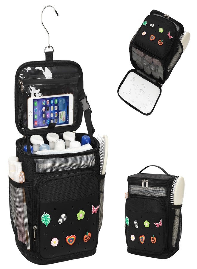 onemoky Shower Caddy Portable, Hanging Shower Caddy for College Dorm Room Essentials, Mesh Shower Bag with DIY Decoration Charms, Large Capacity Toiletry Bag for Gym, Swiming, Camping, Bathroom, Beach, Travel - Image 1