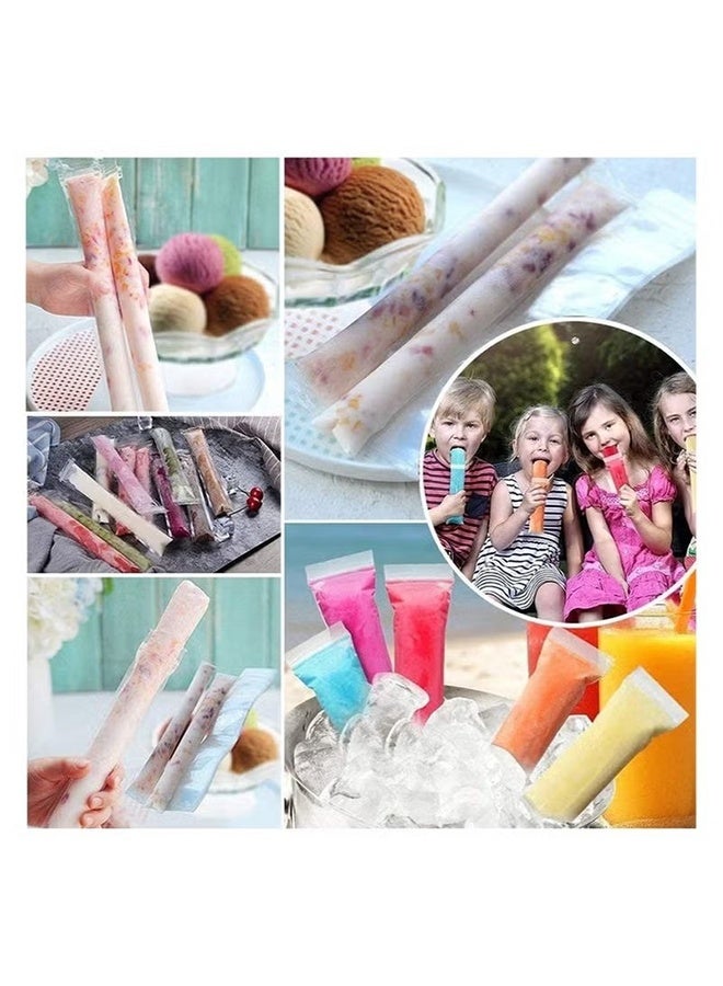 YJ 200 Pieces Popsicle Bags, Disposable Ice Popsicle Mold Bags, Ice Pop Mold Bags with Funnel, Pop Mold Bags for Healthy Snacks, Yogurt Sticks, Juice, Fruit Smoothies (Clear) - Image 4