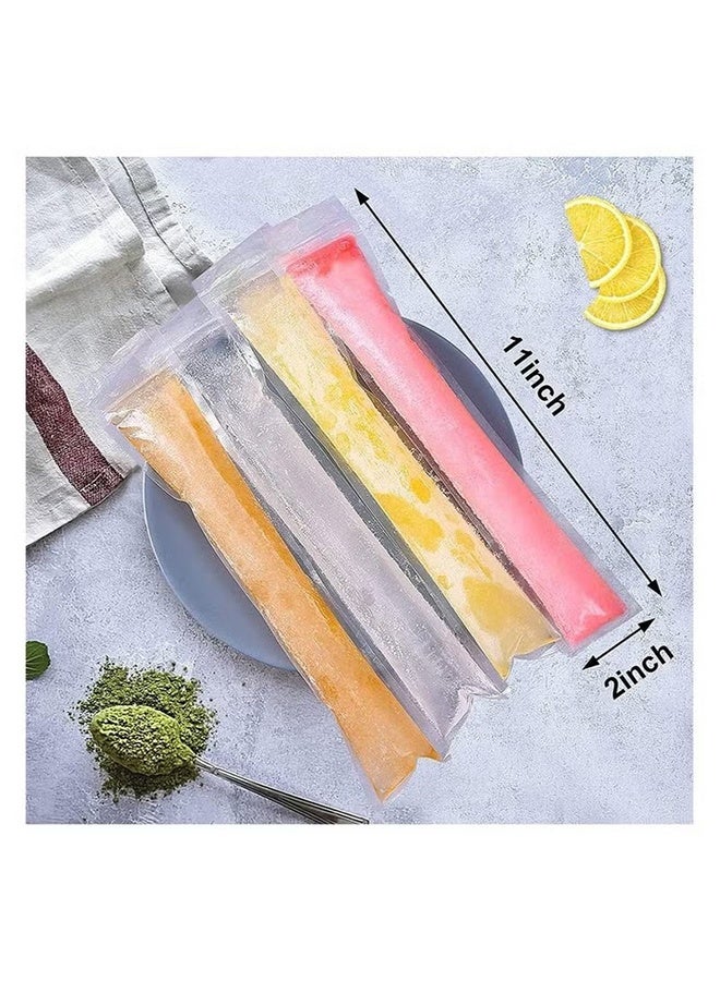 YJ 200 Pieces Popsicle Bags, Disposable Ice Popsicle Mold Bags, Ice Pop Mold Bags with Funnel, Pop Mold Bags for Healthy Snacks, Yogurt Sticks, Juice, Fruit Smoothies (Clear) - Image 2