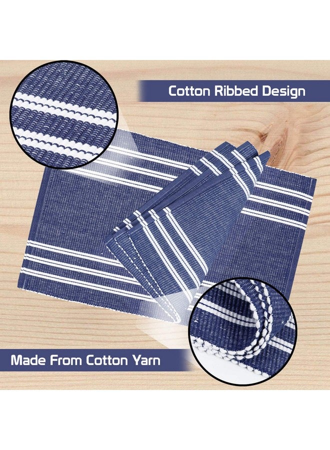 HOKIPO ® IN70 Ribbed Cotton Washable Dining Table Mats (Blue) - 4 Pieces - Image 3