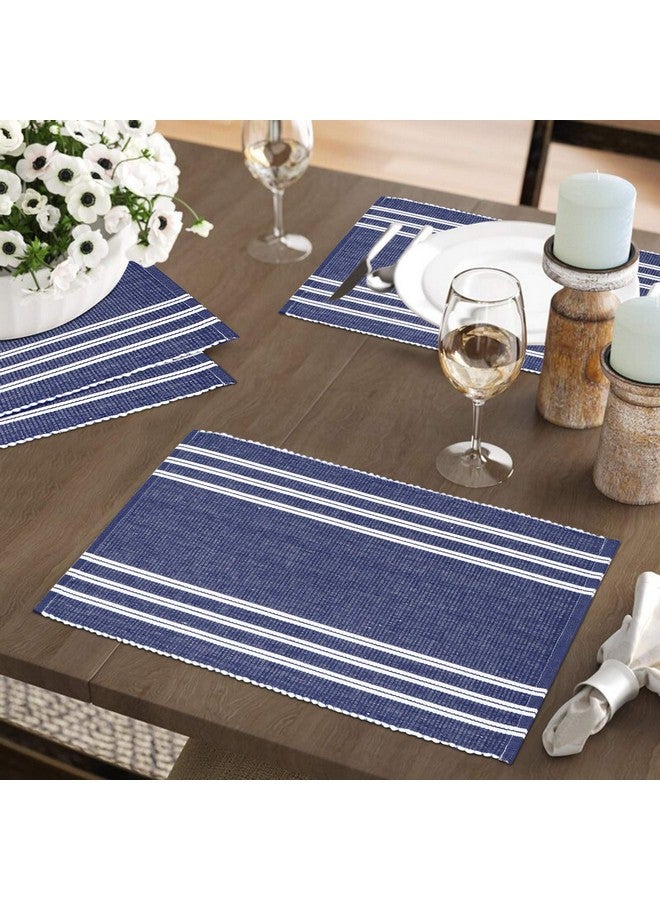 HOKIPO ® IN70 Ribbed Cotton Washable Dining Table Mats (Blue) - 4 Pieces - Image 4