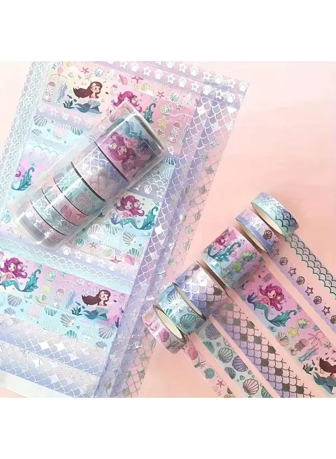 6 Pcs Cute Fairy Tale Mermaid Diary Stickers Creative DIY Journaling Decoration Set - Image 4