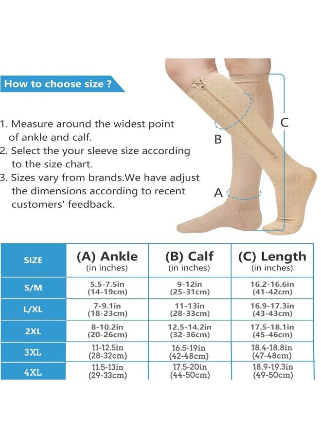 cerpite Zipper Compression Socks, 2 Pairs 15-20 mmHg Closed Toe Compression Stockings for Men Women，Suit for Running - Image 3