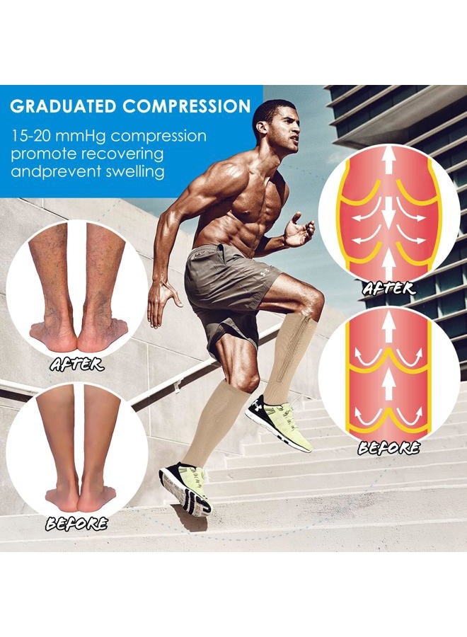 cerpite Zipper Compression Socks, 2 Pairs 15-20 mmHg Closed Toe Compression Stockings for Men Women，Suit for Running - Image 2